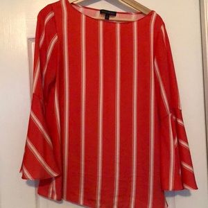 Banana Republic Red and White striped blouse with flowy sleeves